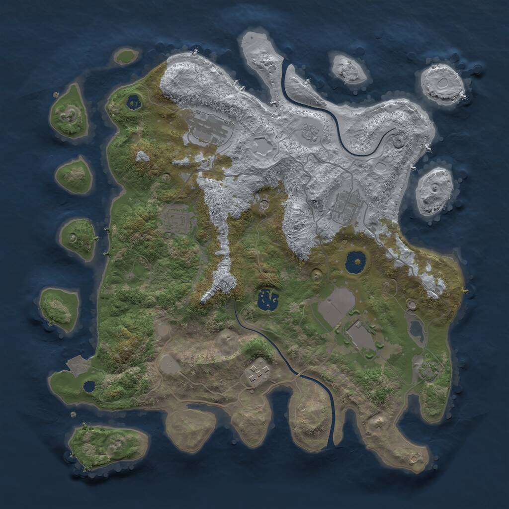 Rust Map: Procedural Map, Size: 3500, Seed: 141837756, 10 Monuments