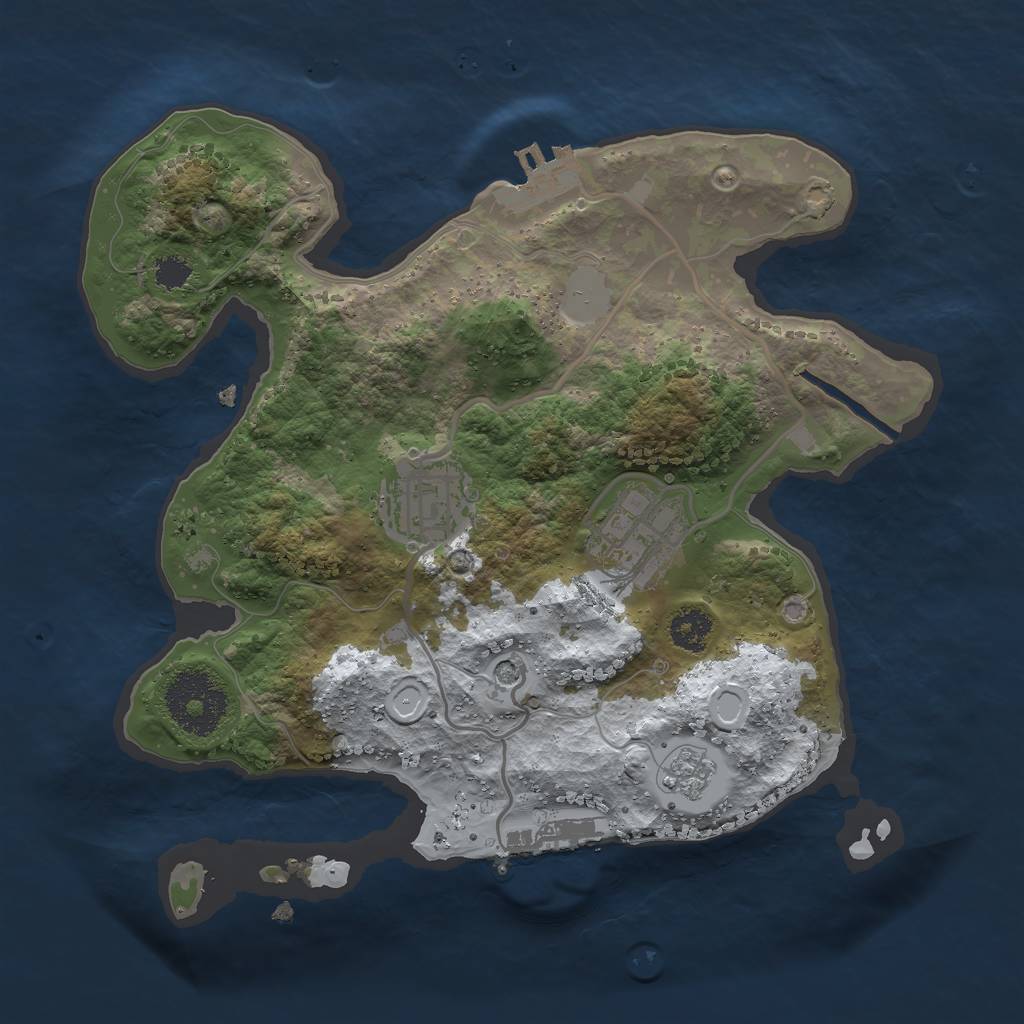 Rust Map: Procedural Map, Size: 2500, Seed: 1177988896, 11 Monuments