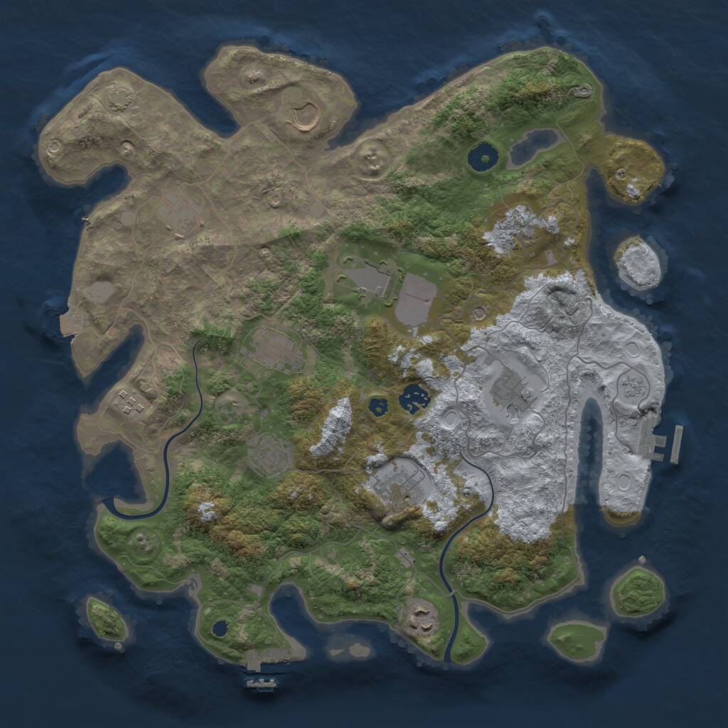 Rust Map: Procedural Map, Size: 3800, Seed: 59, 17 Monuments