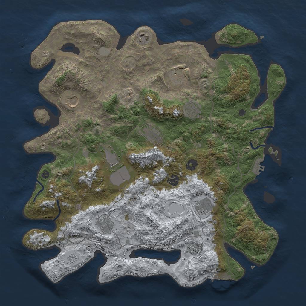 Rust Map: Procedural Map, Size: 4000, Seed: 575559, 19 Monuments