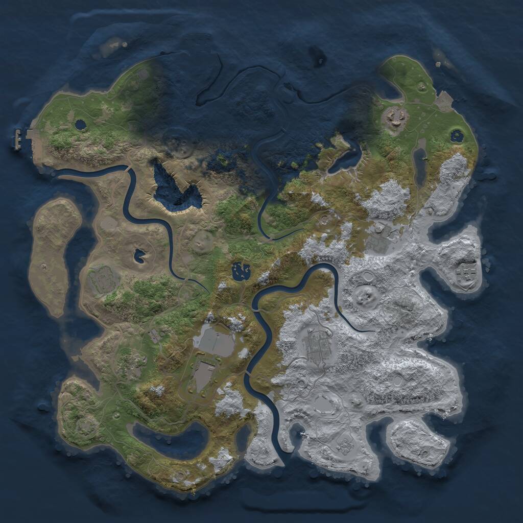 Rust Map: Procedural Map, Size: 4000, Seed: 352610, 14 Monuments