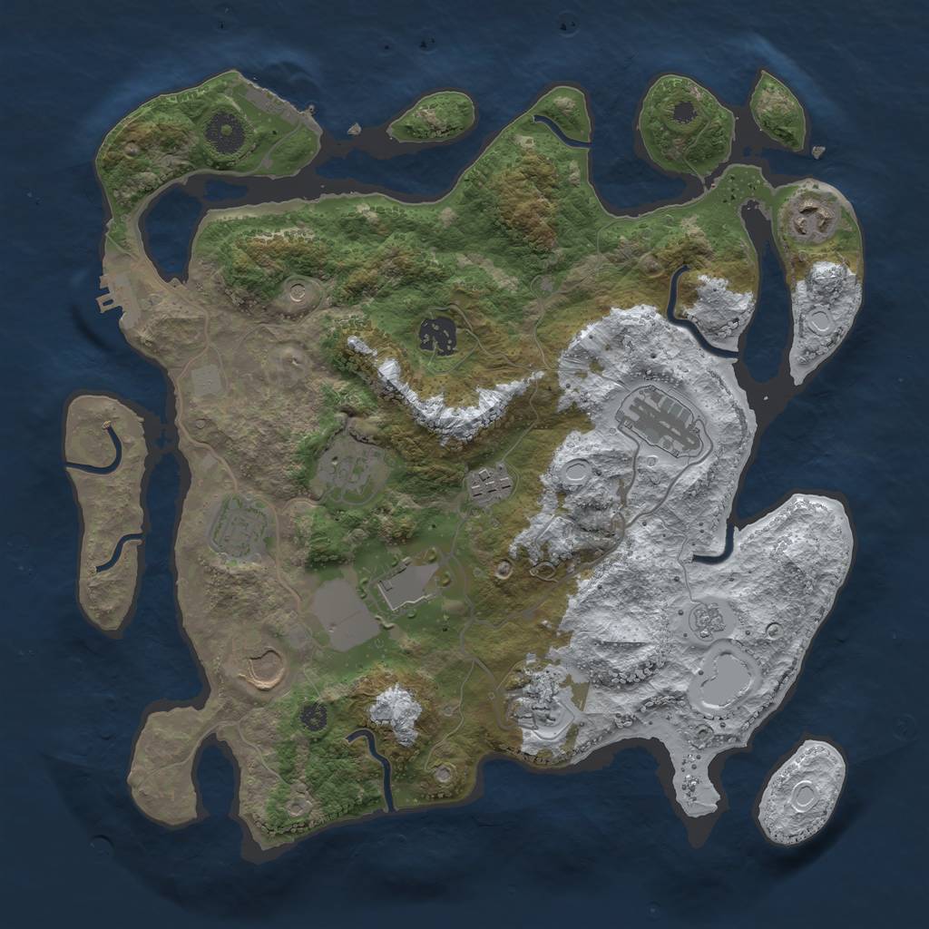 Rust Map: Procedural Map, Size: 3500, Seed: 72142144, 18 Monuments