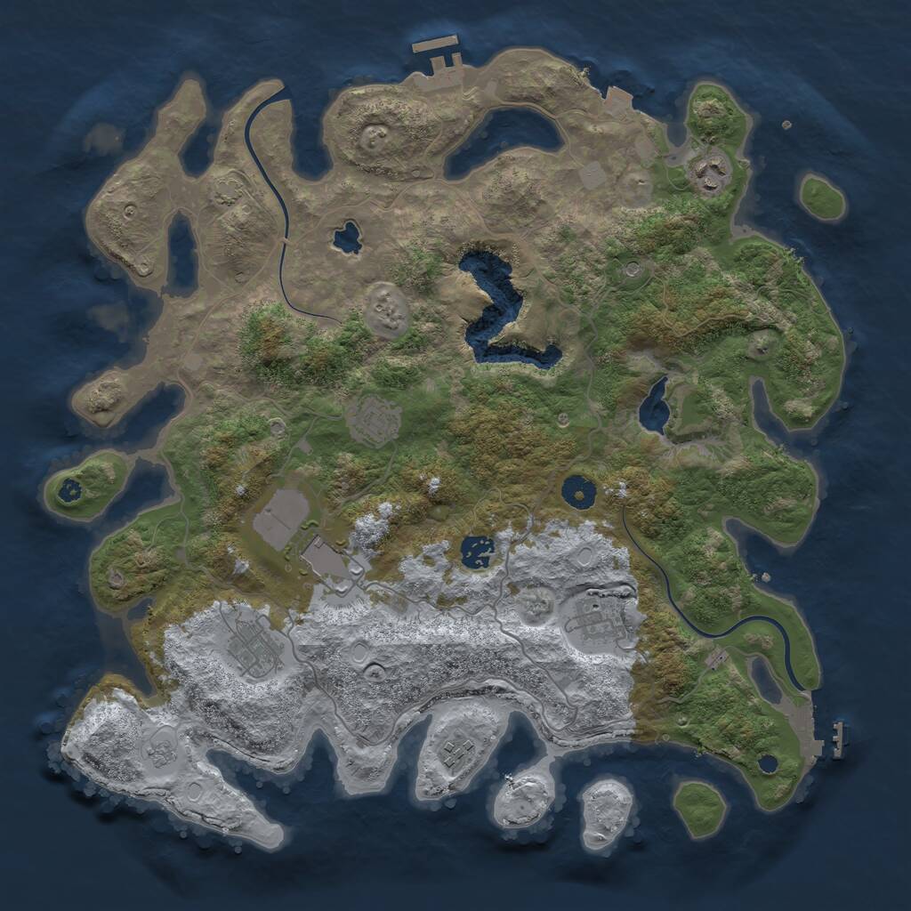 Rust Map: Procedural Map, Size: 4000, Seed: 530480, 13 Monuments