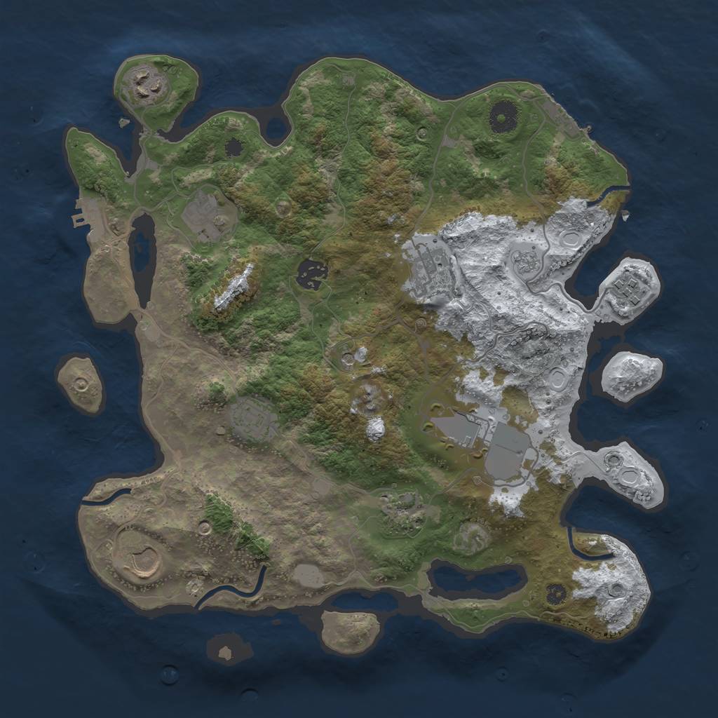 Rust Map: Procedural Map, Size: 3500, Seed: 204375983, 18 Monuments