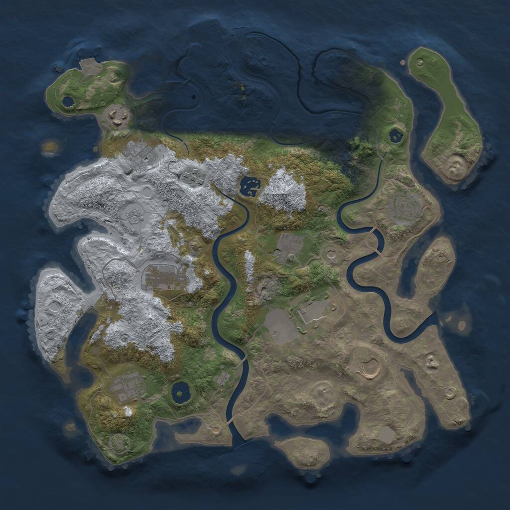 Rust Map: Procedural Map, Size: 3700, Seed: 1468016322, 15 Monuments