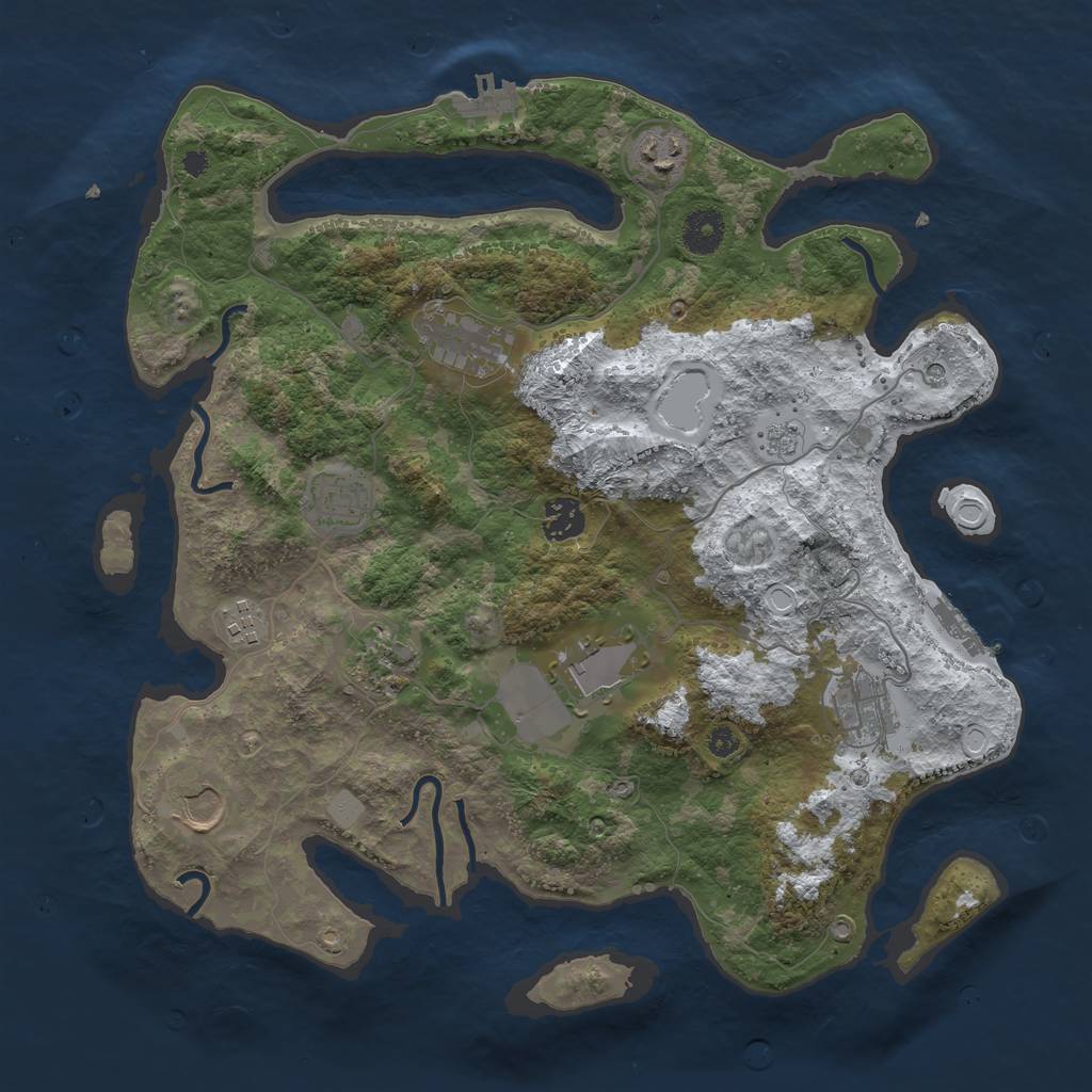 Rust Map: Procedural Map, Size: 3700, Seed: 754725303, 18 Monuments