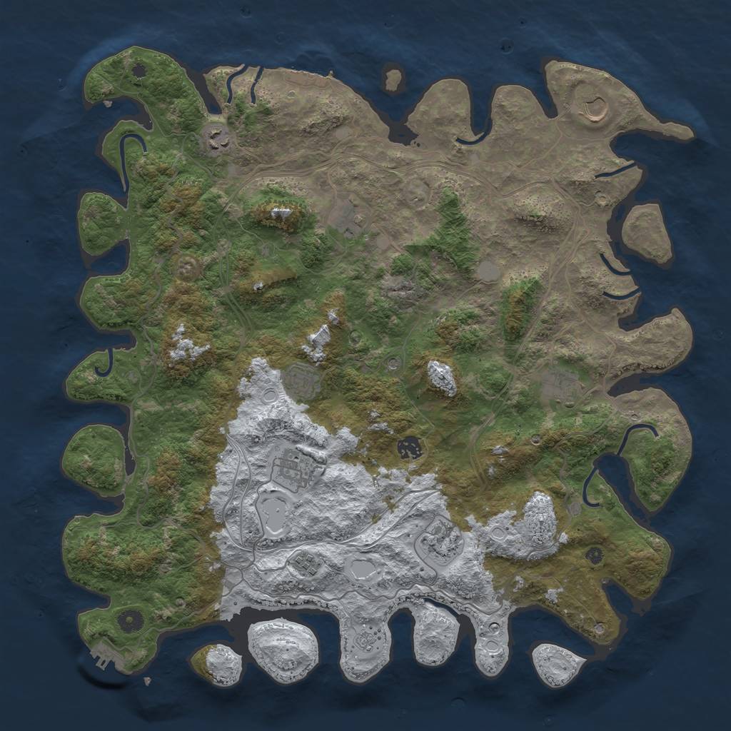 Rust Map: Procedural Map, Size: 4500, Seed: 369544573, 18 Monuments