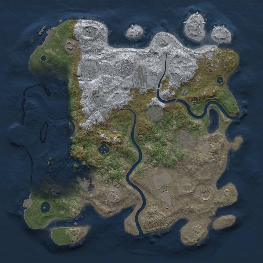 Rust Map: Procedural Map, Size: 3850, Seed: 14597, 17 Monuments