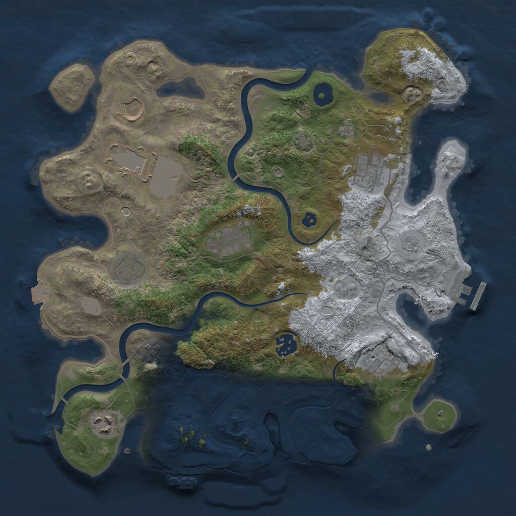 Rust Map: Procedural Map, Size: 3500, Seed: 1364243, 15 Monuments