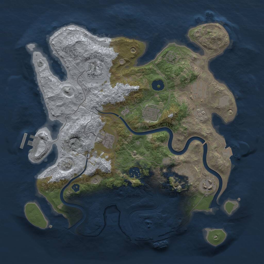 Rust Map: Procedural Map, Size: 3333, Seed: 694203067, 14 Monuments