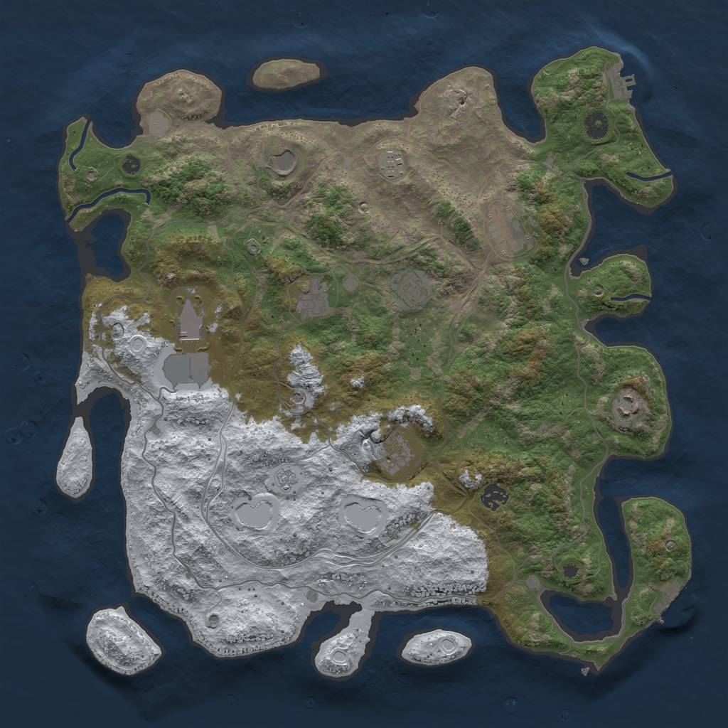 Rust Map: Procedural Map, Size: 4250, Seed: 1114360945, 18 Monuments