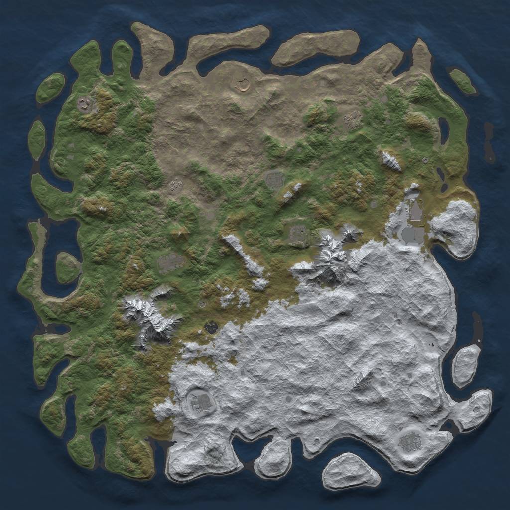 Rust Map: Barren, Size: 6000, Seed: 45325, 14 Monuments