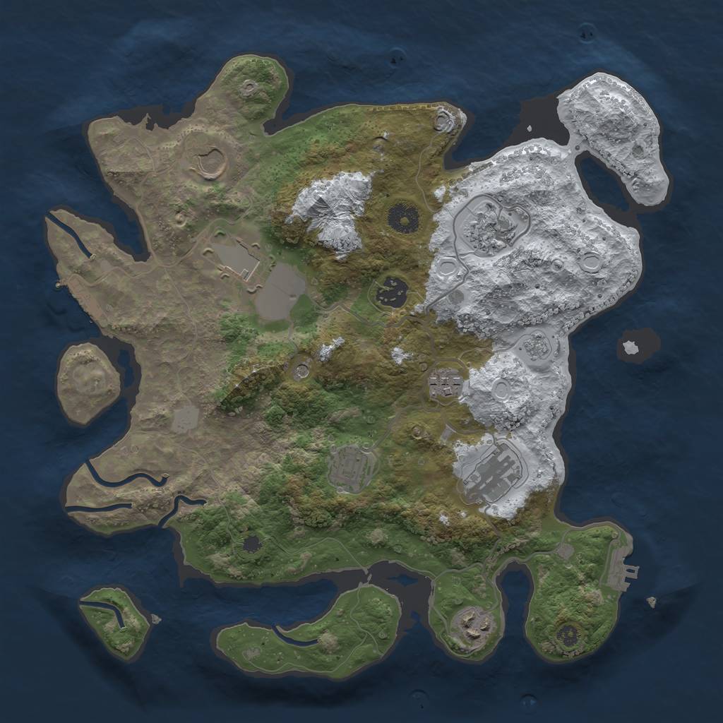 Rust Map: Procedural Map, Size: 3500, Seed: 377495061, 17 Monuments