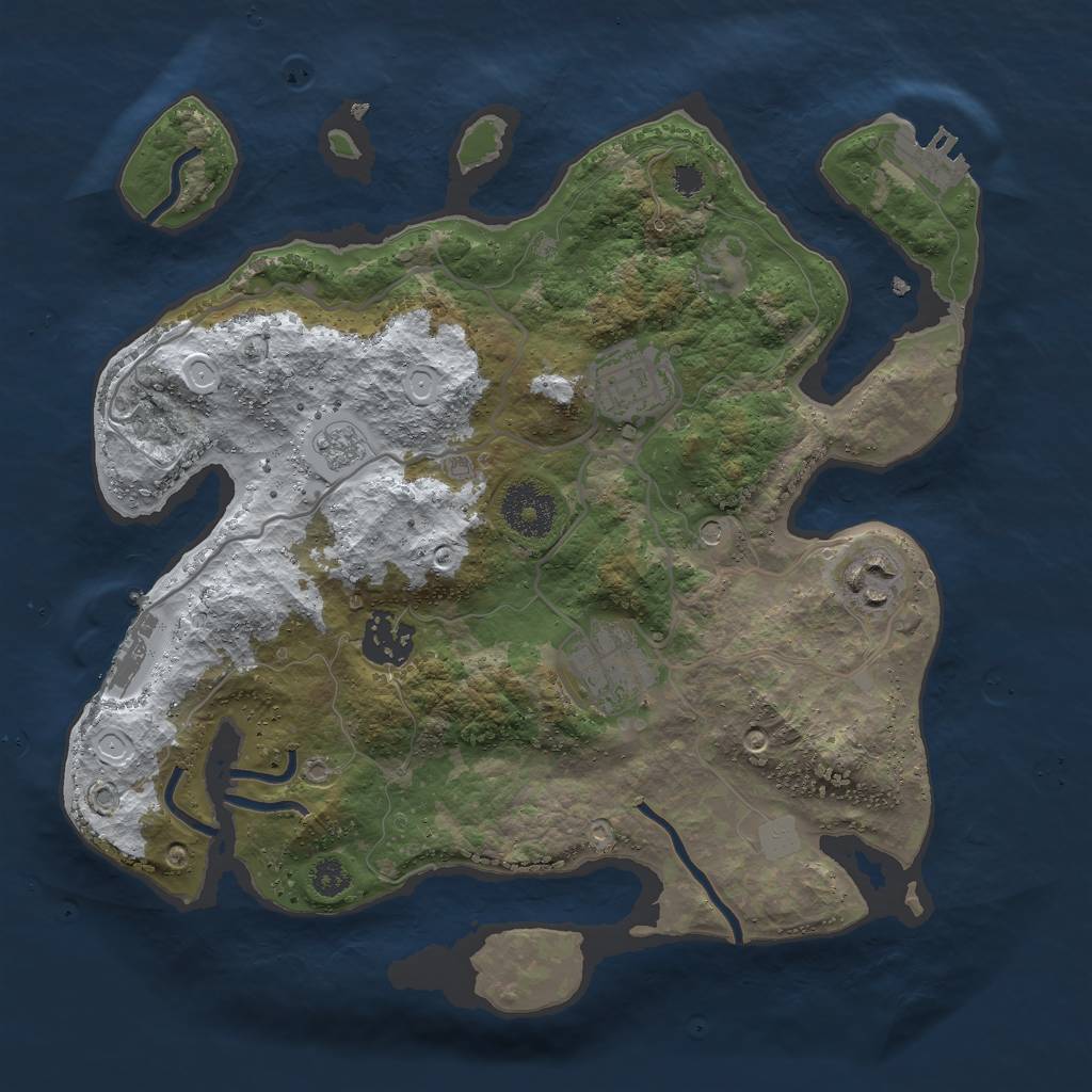 Rust Map: Procedural Map, Size: 3000, Seed: 893573473, 13 Monuments