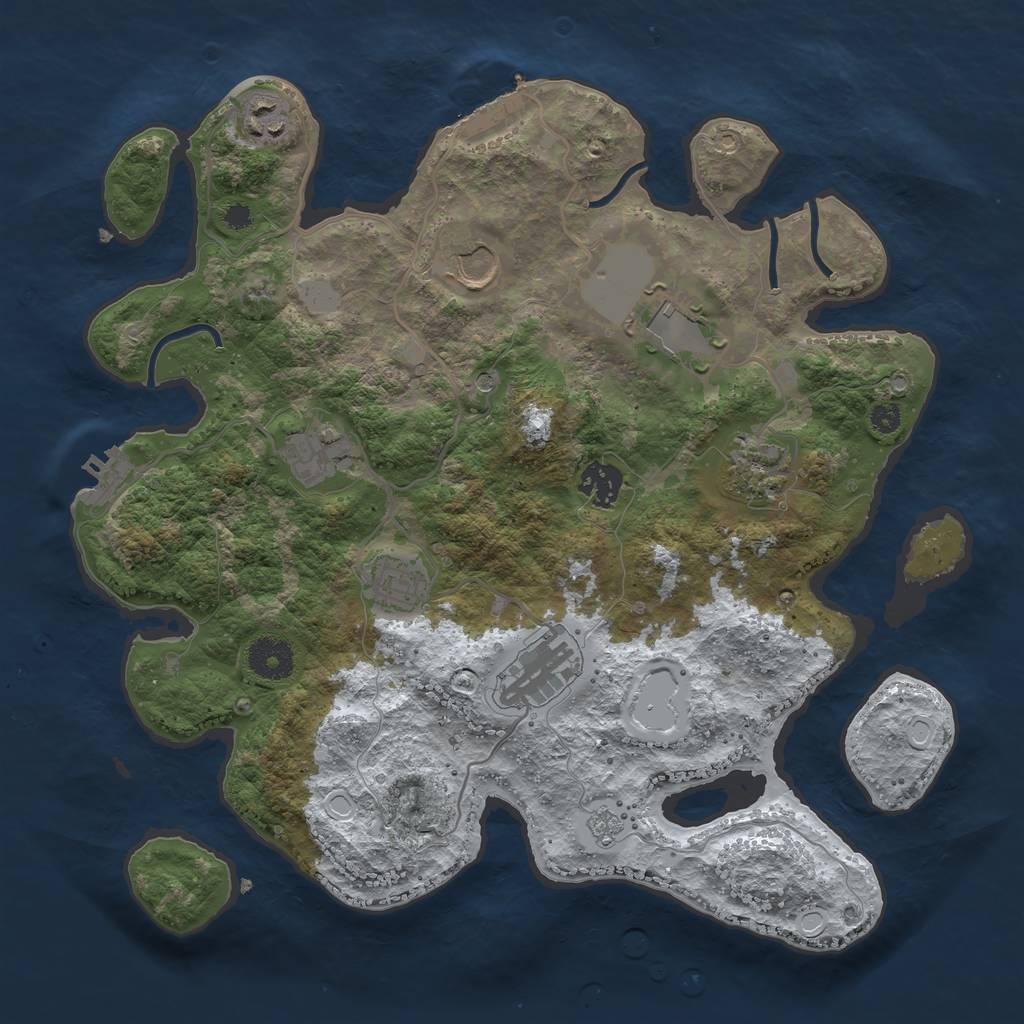 Rust Map: Procedural Map, Size: 3500, Seed: 2048348494, 17 Monuments