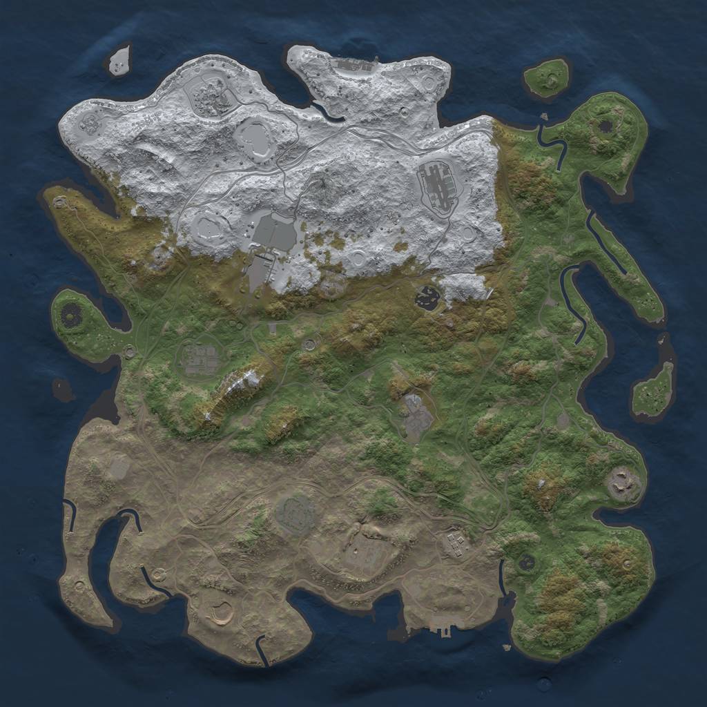 Rust Map: Procedural Map, Size: 4500, Seed: 81041876, 20 Monuments