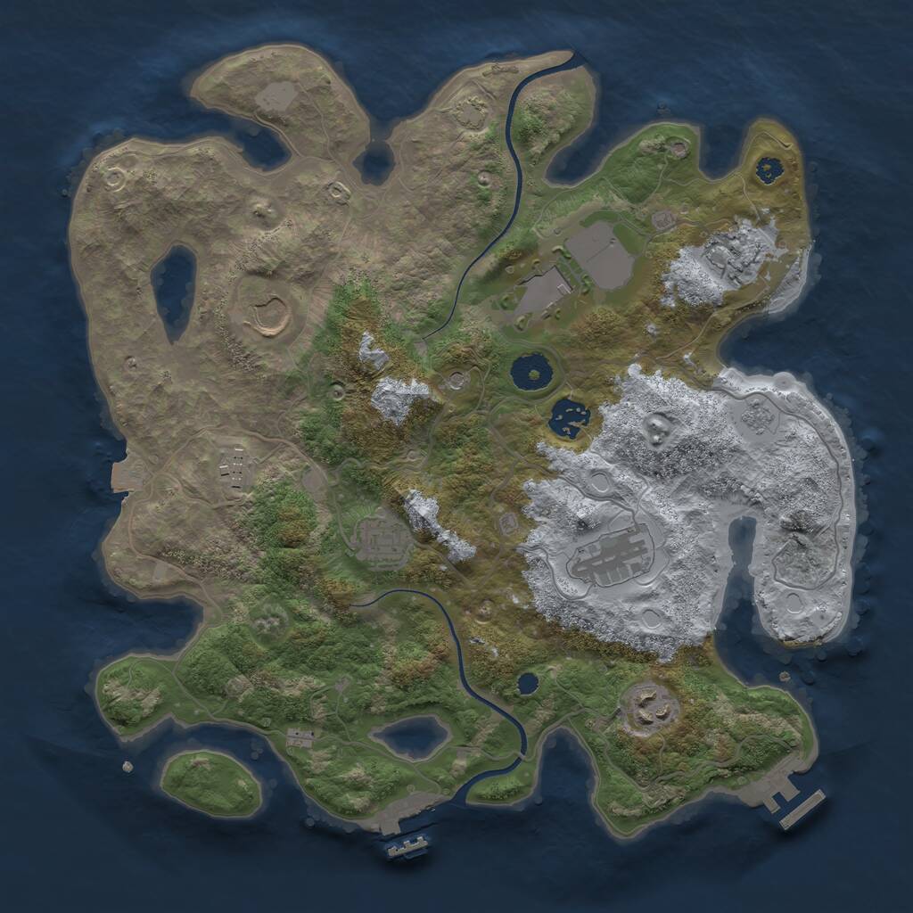 Rust Map: Procedural Map, Size: 3500, Seed: 1318497852, 14 Monuments