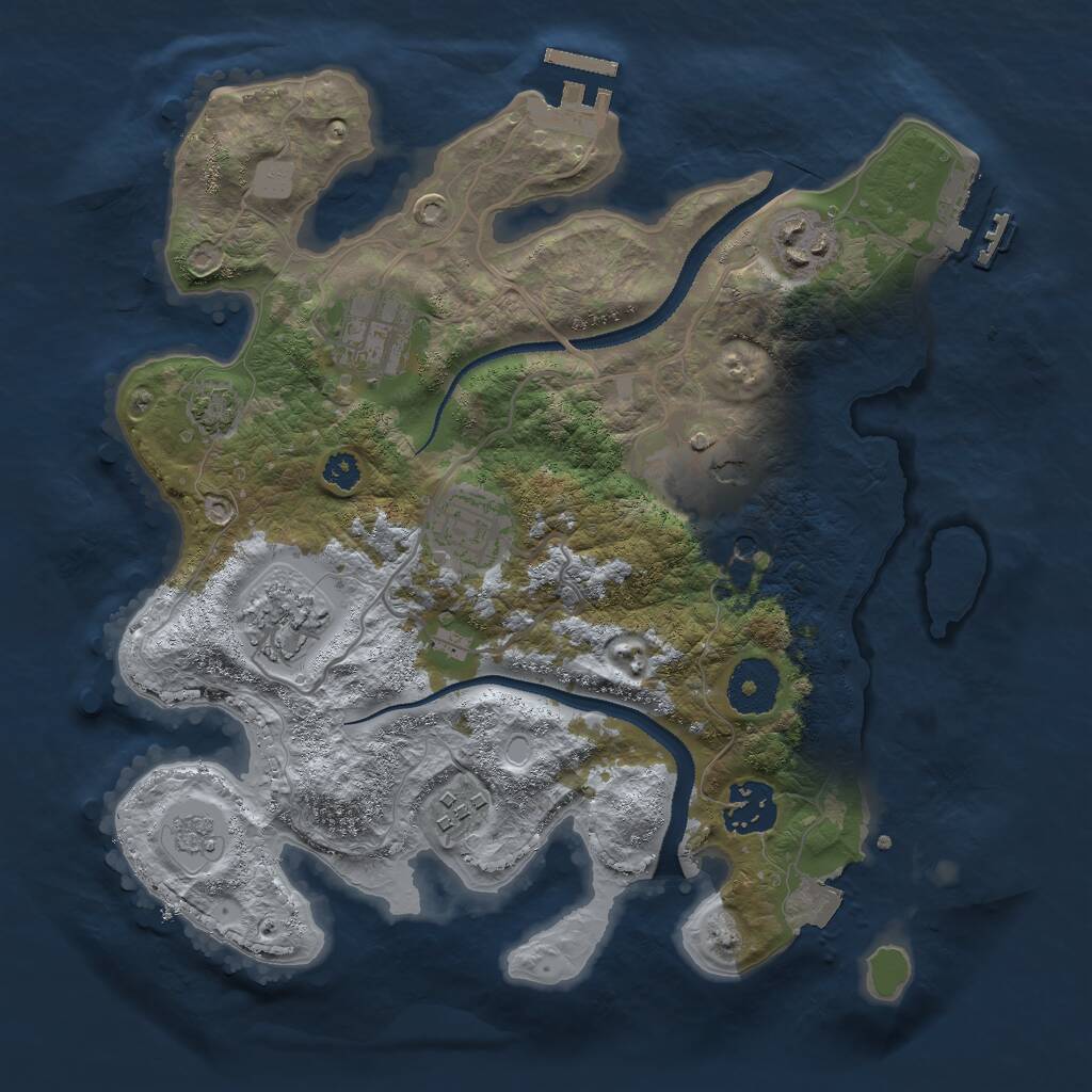 Rust Map: Procedural Map, Size: 3000, Seed: 36547, 13 Monuments