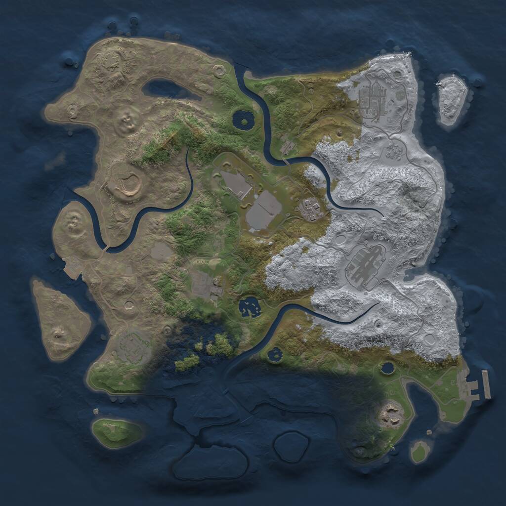 Rust Map: Procedural Map, Size: 3500, Seed: 102225, 14 Monuments