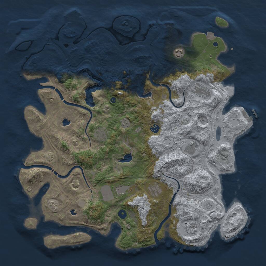 Rust Map: Procedural Map, Size: 4500, Seed: 1387552733, 15 Monuments