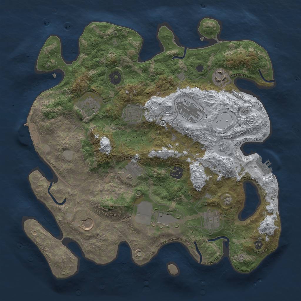 Rust Map: Procedural Map, Size: 3500, Seed: 3590, 18 Monuments