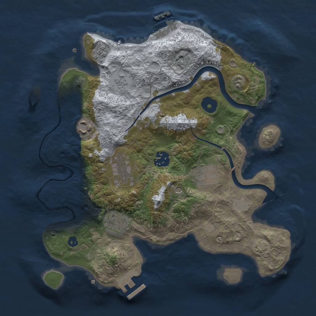 Rust Map: Procedural Map, Size: 3000, Seed: 664264996, 12 Monuments
