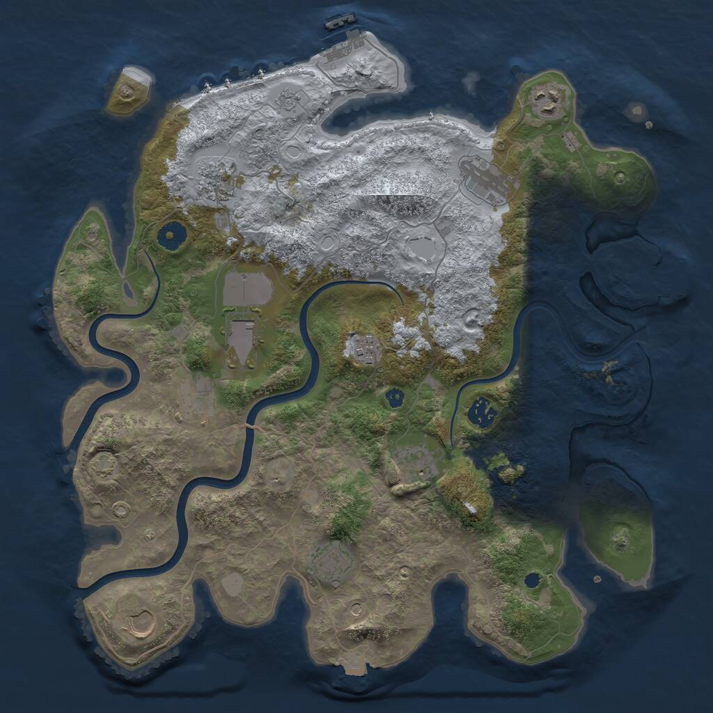 Rust Map: Procedural Map, Size: 3800, Seed: 332643, 16 Monuments
