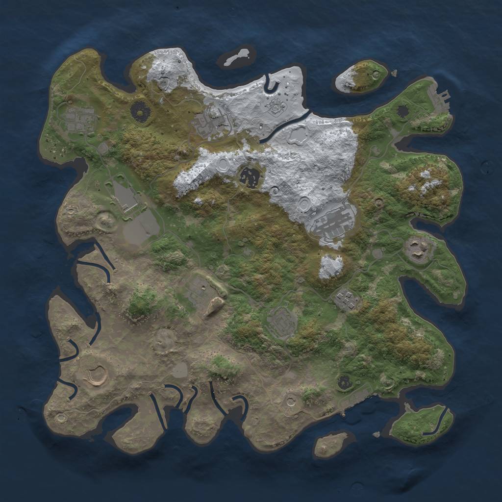Rust Map: Procedural Map, Size: 3700, Seed: 402065, 19 Monuments