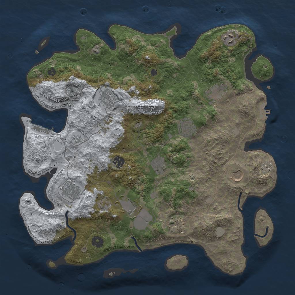 Rust Map: Procedural Map, Size: 3850, Seed: 48275850, 20 Monuments