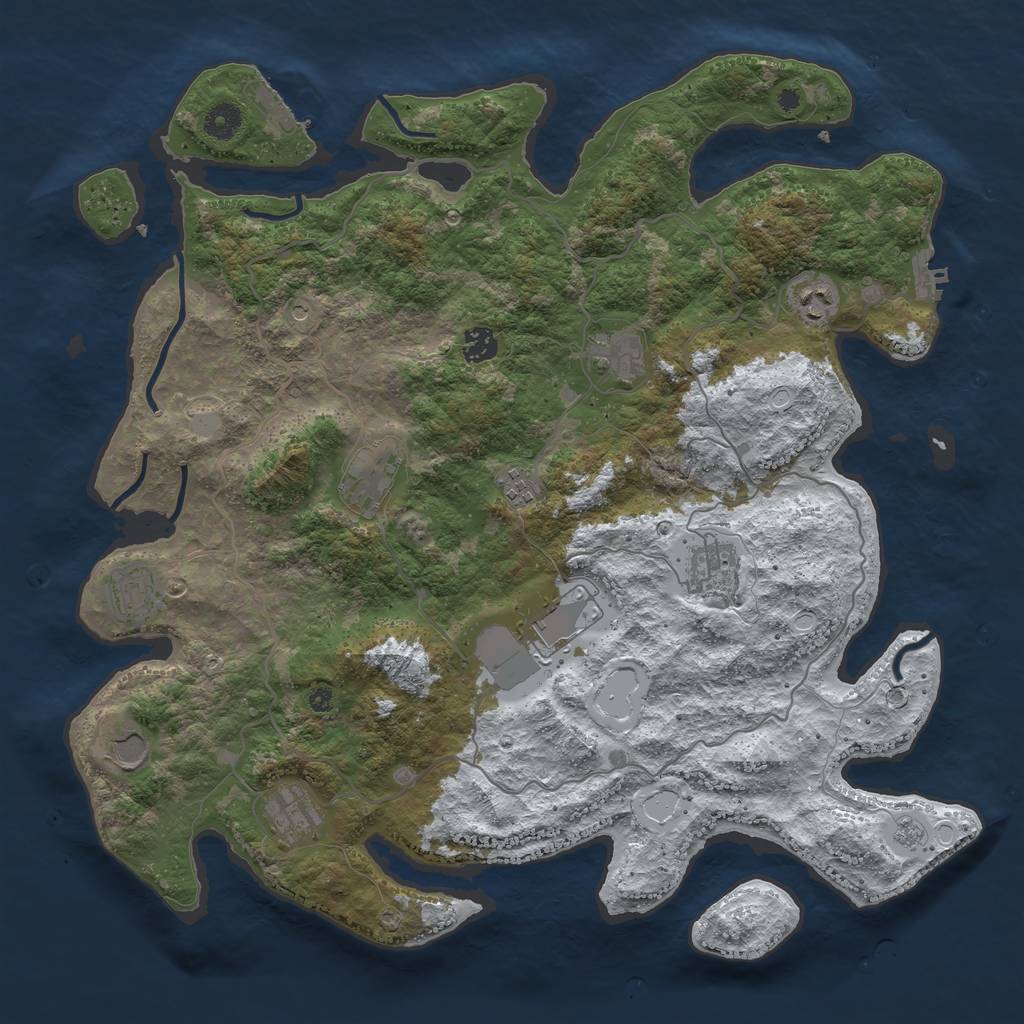 Rust Map: Procedural Map, Size: 4200, Seed: 694209375, 19 Monuments