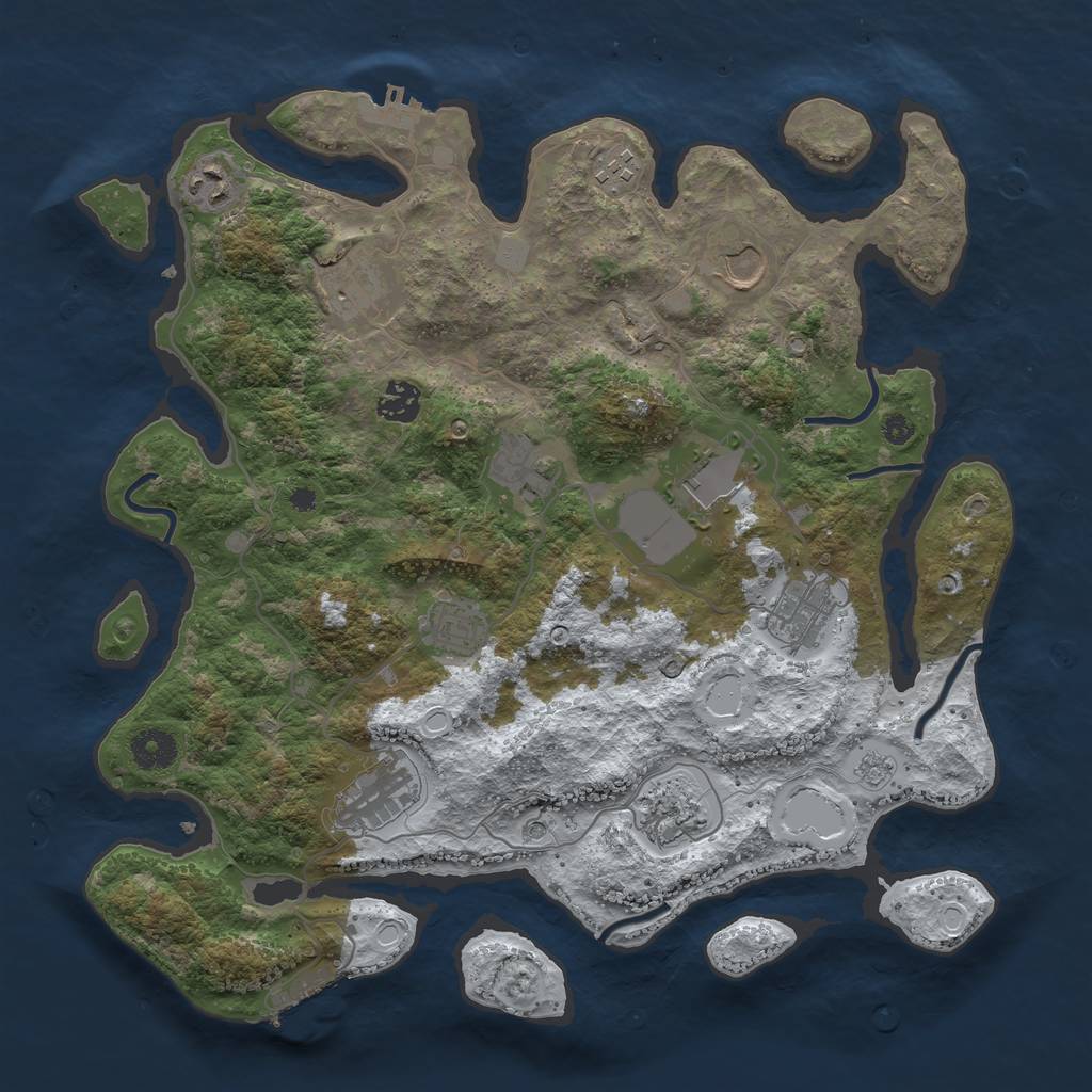 Rust Map: Procedural Map, Size: 3750, Seed: 300996368, 20 Monuments