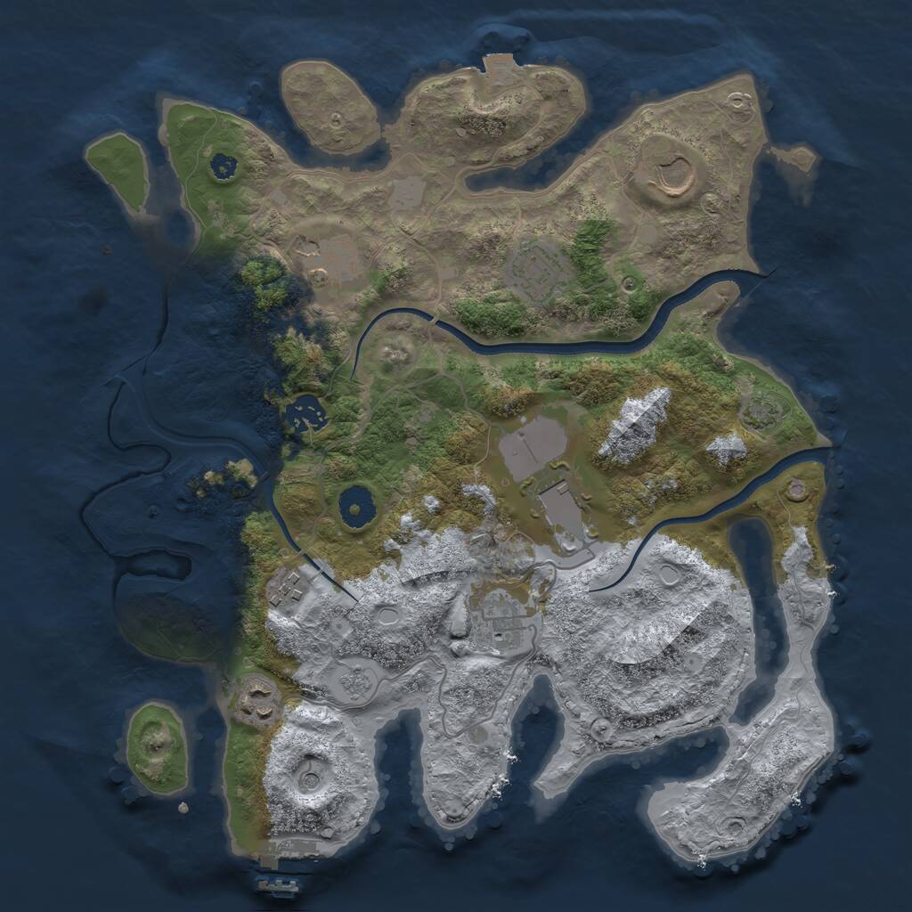 Rust Map: Procedural Map, Size: 3500, Seed: 1306464561, 13 Monuments