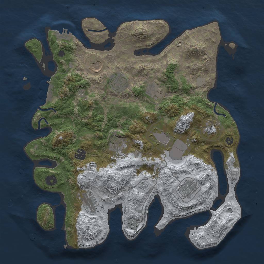 Rust Map: Procedural Map, Size: 3500, Seed: 1306464561, 19 Monuments