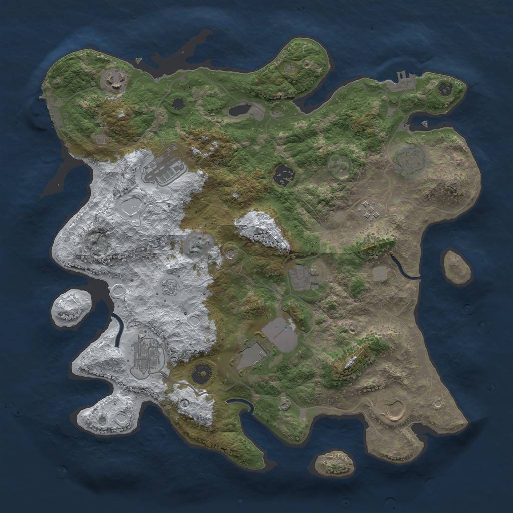 Rust Map: Procedural Map, Size: 3750, Seed: 101385901, 18 Monuments