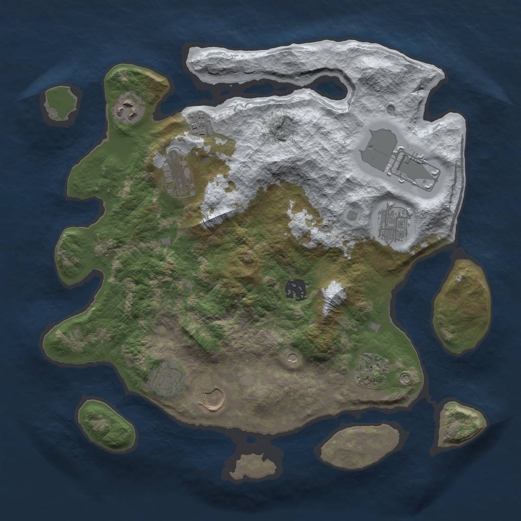 Rust Map: Barren, Size: 3500, Seed: 1194224667, 12 Monuments
