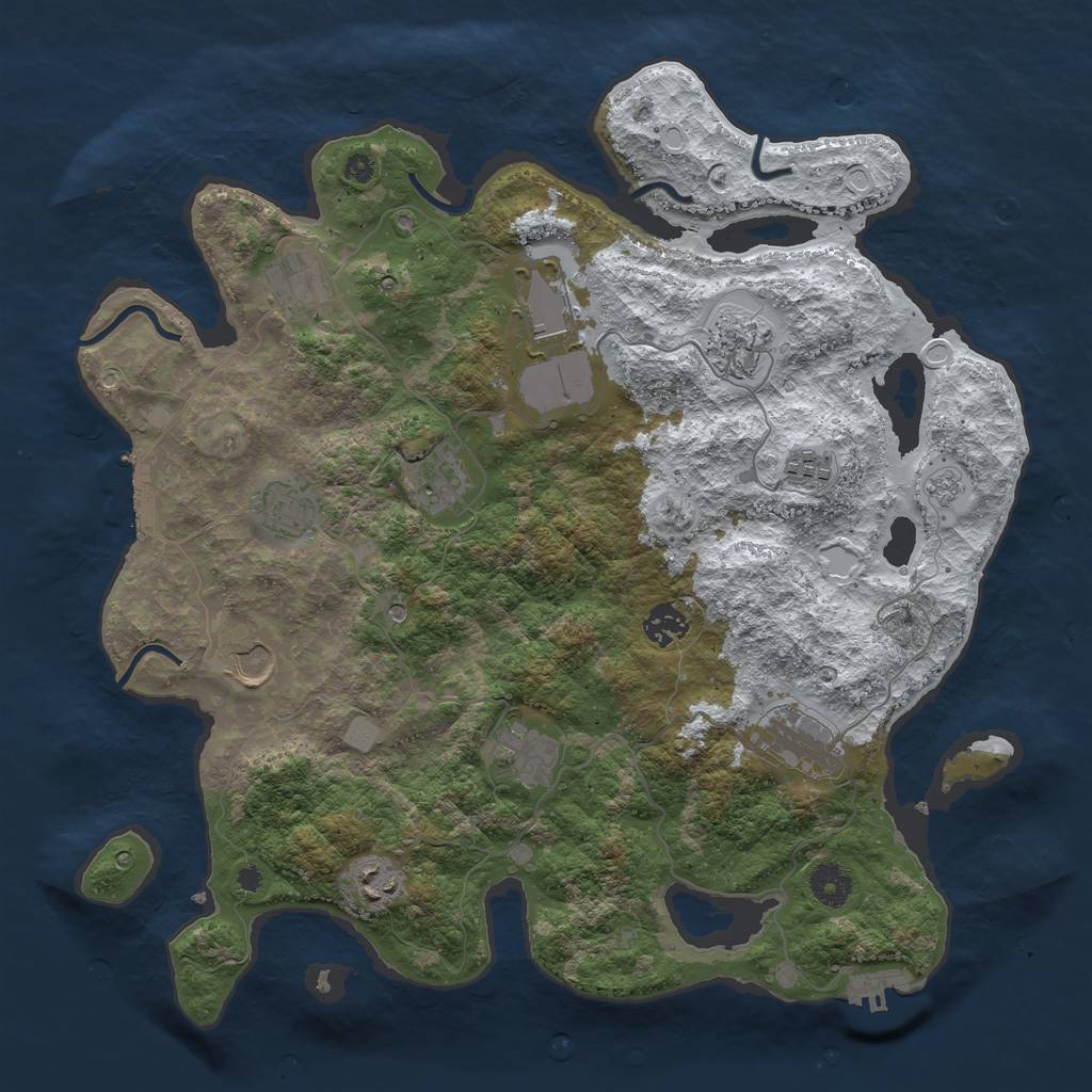 Rust Map: Procedural Map, Size: 3850, Seed: 403308420, 20 Monuments