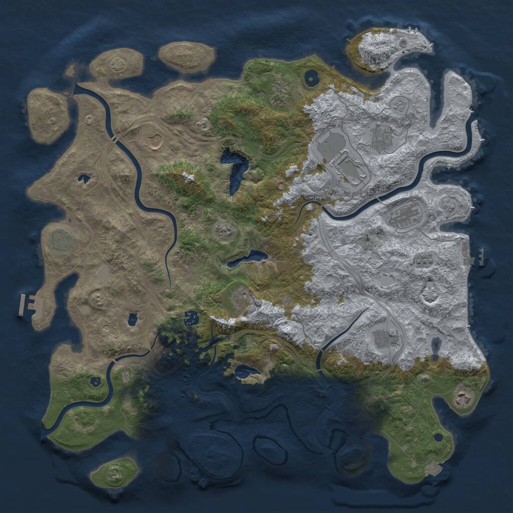 Rust Map: Procedural Map, Size: 4800, Seed: 474936308, 17 Monuments