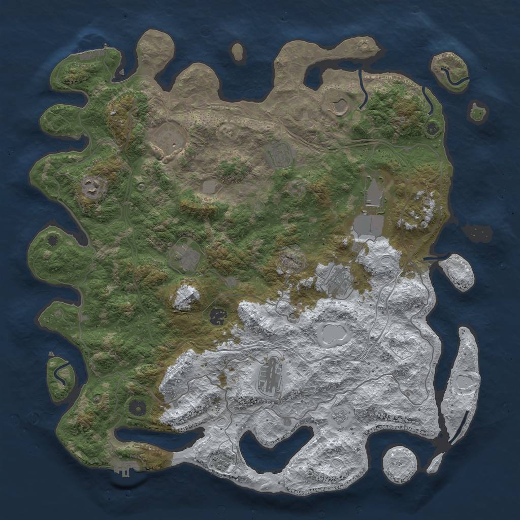 Rust Map: Procedural Map, Size: 4500, Seed: 1733502242, 19 Monuments