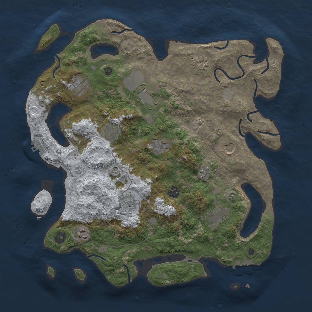 Rust Map: Procedural Map, Size: 3950, Seed: 912936679, 20 Monuments