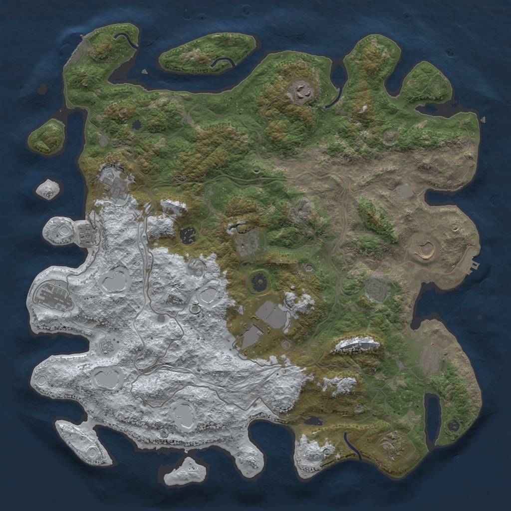 Rust Map: Procedural Map, Size: 4500, Seed: 104868174, 20 Monuments