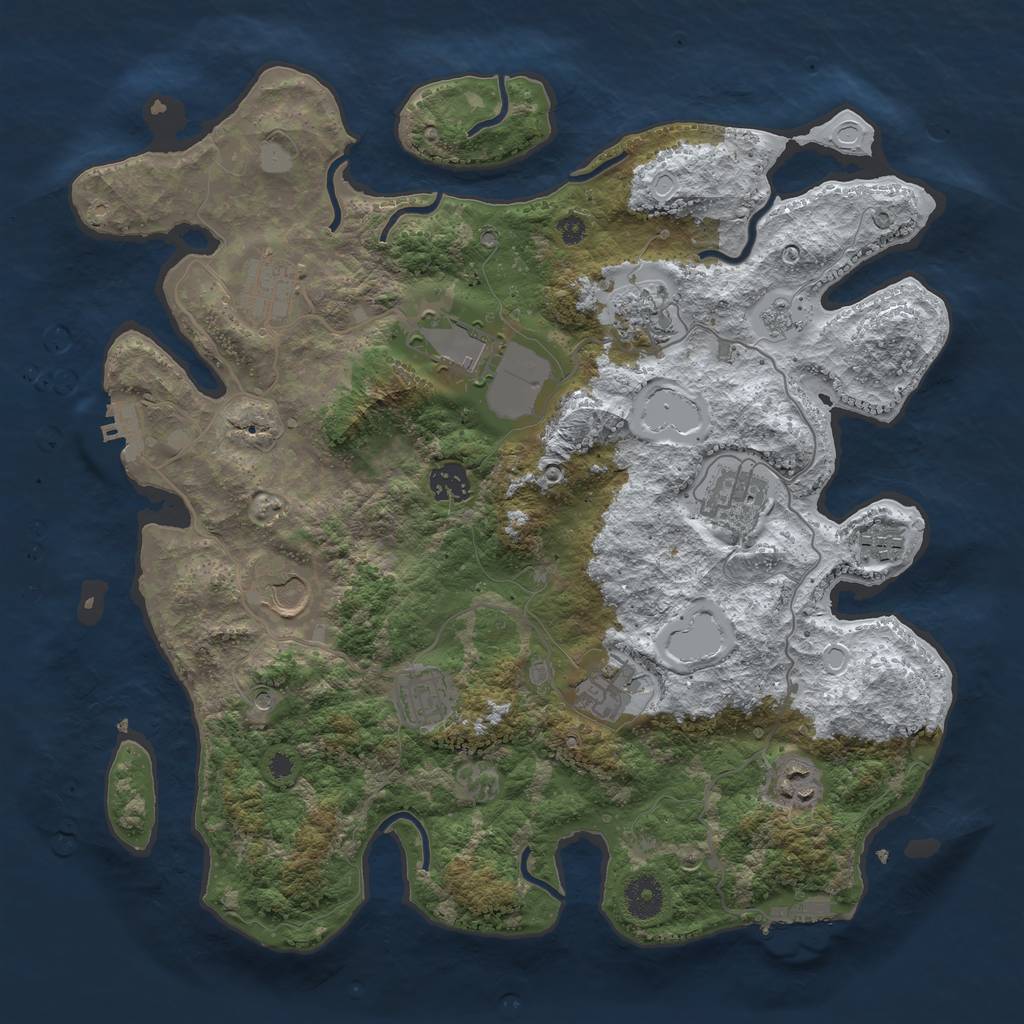 Rust Map: Procedural Map, Size: 3750, Seed: 521068694, 19 Monuments