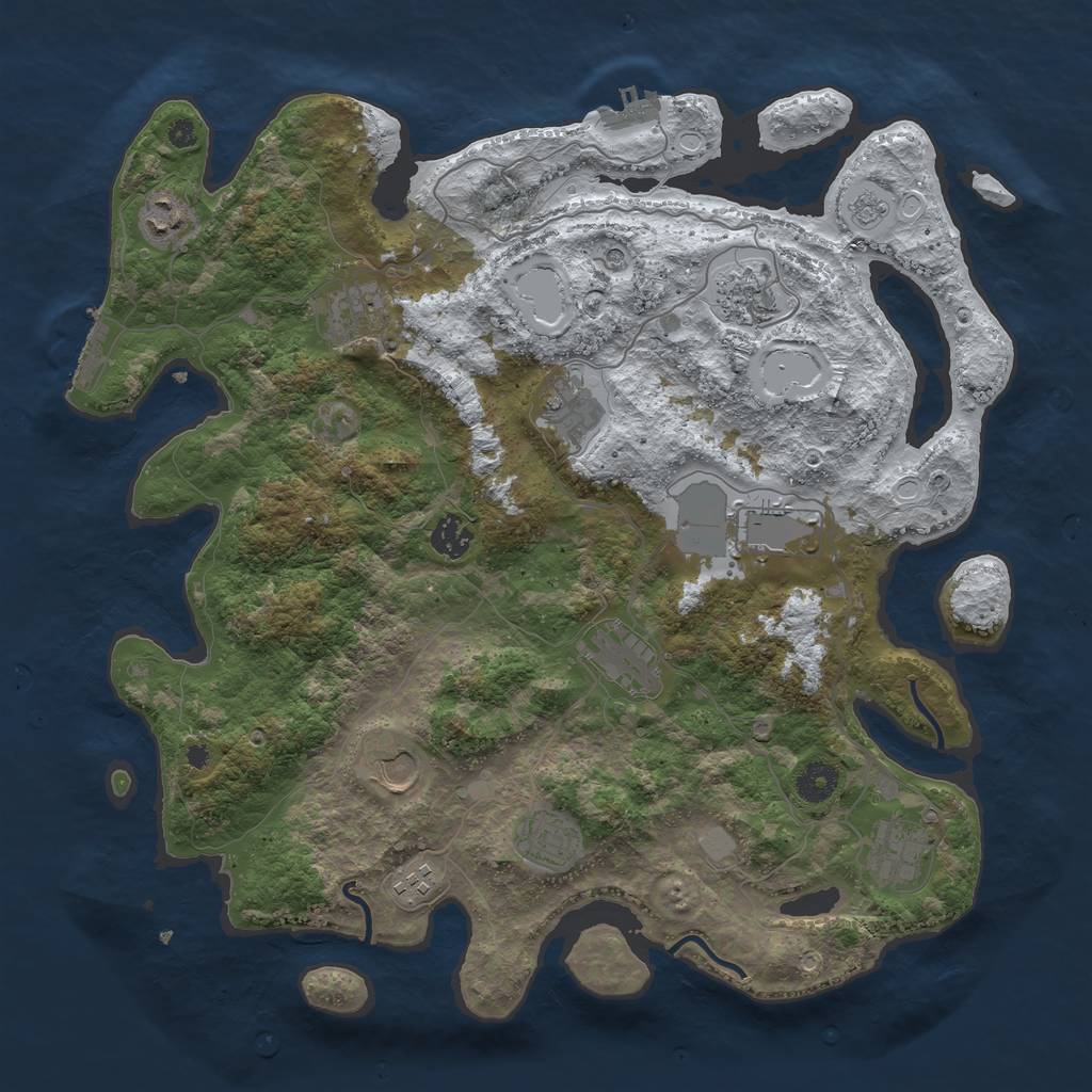 Rust Map: Procedural Map, Size: 3950, Seed: 1037347034, 20 Monuments