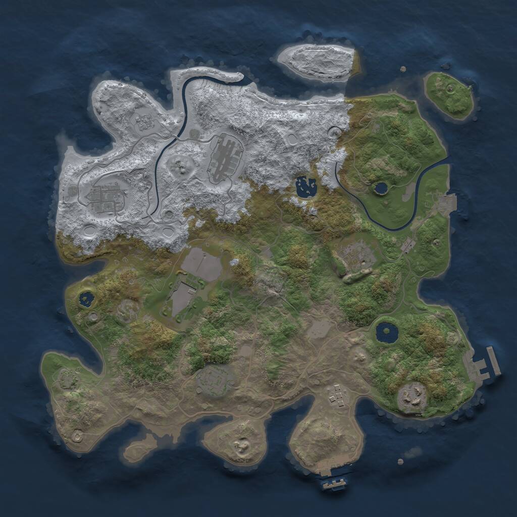 Rust Map: Procedural Map, Size: 3500, Seed: 1267295540, 13 Monuments