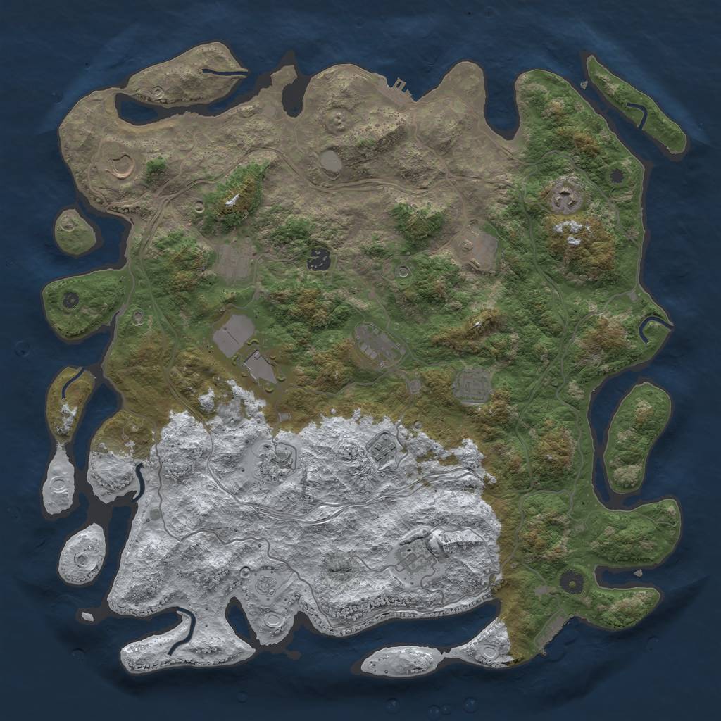 Rust Map: Procedural Map, Size: 4500, Seed: 1301988038, 20 Monuments