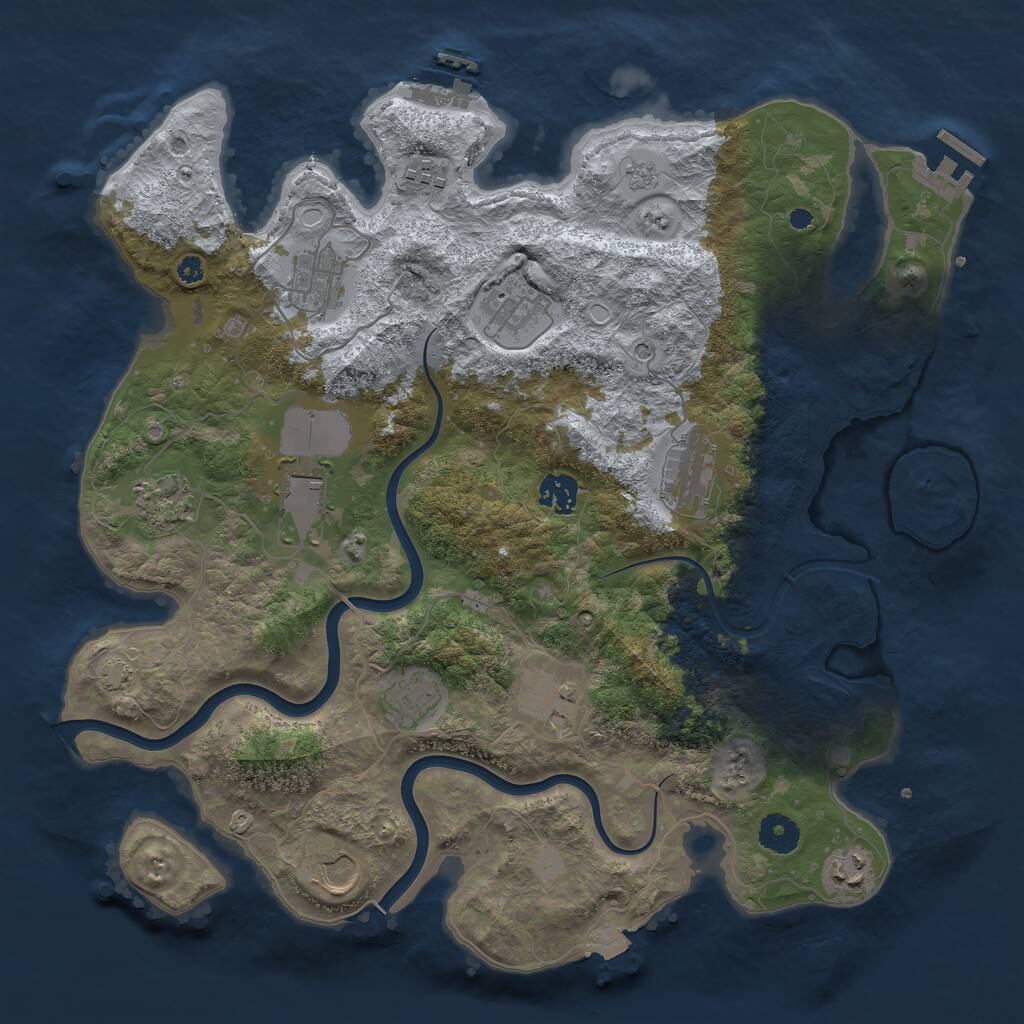 Rust Map: Procedural Map, Size: 3850, Seed: 1930641627, 17 Monuments