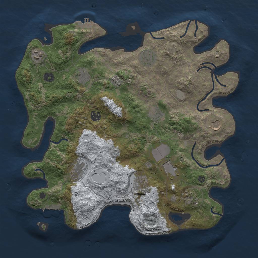 Rust Map: Procedural Map, Size: 3750, Seed: 408, 19 Monuments