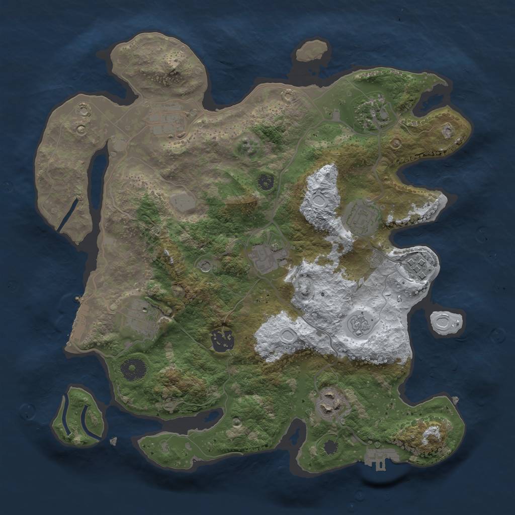 Rust Map: Procedural Map, Size: 3250, Seed: 779333946, 17 Monuments
