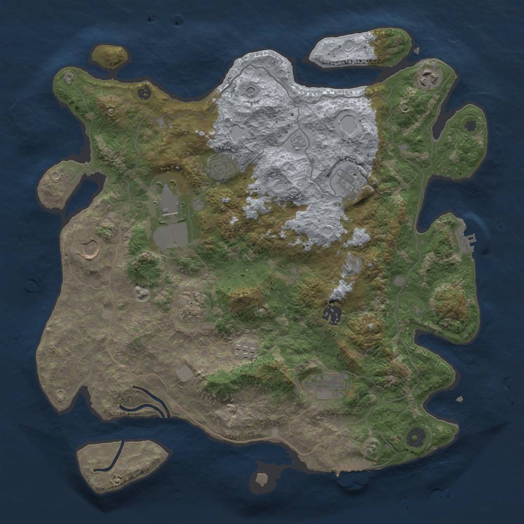 Rust Map: Procedural Map, Size: 4000, Seed: 2025755903, 18 Monuments