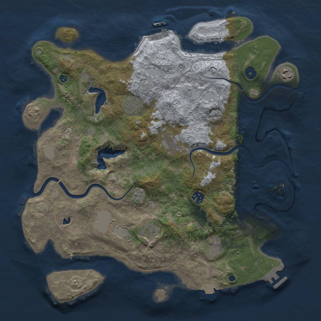 Rust Map: Procedural Map, Size: 4000, Seed: 2025755903, 14 Monuments