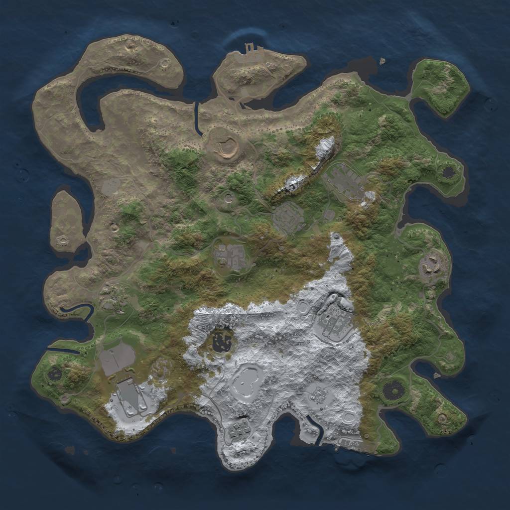 Rust Map: Procedural Map, Size: 3750, Seed: 893614871, 19 Monuments